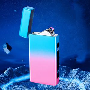 TEMU USB 충전 전자 라이터, 듀얼 아크 전자 라이터, 충전 표시 기능, 무화염 플라즈마 기술, 그라데이션 컬러 디자인, 야외 생존, 비상 및 탐험용