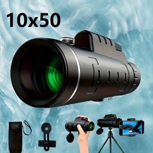 TEMU 10x50 휴대용 고화질 쌍안경, 대형 목적 렌즈, 고무 그립, 수동 초점 조절 - 삼각대 및 폰 홀더 포함, 새 관찰, 콘서트, 야외 캠핑 및 여행에 완벽한 장비, 휴가 선물 추천