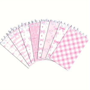 TEMU 8개 스타일 핑크 리본 패턴 미니 노트패드 - 꽃과 나비 디자인의 스프링 포켓 노트북, 생일 파티 용품 및 파티 문구류 | 데코레이션용 노트패드