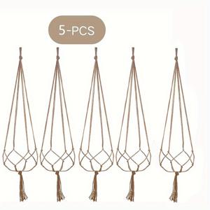 TEMU 5개 세트 빈티지 행잉 플랜트 바스켓 - 실내/야외용 가벼운 천연 로프 화분, 발코니 & 파티오 장식, 농가 스타일 홈&가든 데코, 후크 필요 없음, 정교한 직조 디자인, 황마 소재