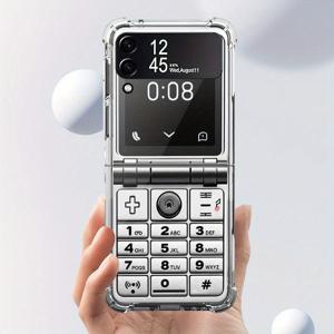 TEMU 삼성 케이스 갤럭시 Z 플립 6 5G, 5, 4, 3 - 플립 버튼이 있는 부드러운 투명 휴대폰 커버