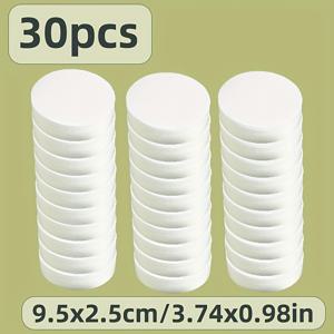 TEMU 30팩 9.5x2.5 흰색 폼 원형 디스크 - 페인트 가능한 폼으로 휴일 장식, 케이크 모델, 과자 파티 용품, 꽃 장식, 등 다양한 용도로 사용할 수 있습니다. 케이크 장식 용품, 파티 장식, 부드러운 표면, 내구성 있는 구조