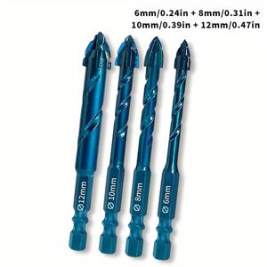 TEMU 업그레이드된 세라티드 메이슨리 드릴 비트 4개 세트 - 타일, 유리, 금속, 벽돌, 세라믹, 플라스틱, 목재용 콘크리트 드릴 비트
