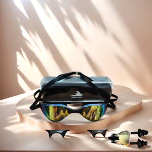 TEMU 귀걸이 및 코클립이 있는 새로운 전문 수영 안경, 전문 박스 안전 편리. 조절 가능한 코, 고품질 수영 안경, 수영, 서핑, 경주 등에 적합|물안경