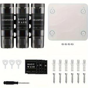 TEMU 3-in-1 샤워 스토리지 랙 - 무드릴 설치, 공간 절약 대용량 샴푸/컨디셔너/샤워젤 디스펜서, 모던 디자인, 프탈레이트 프리 방수 설계, 홈/호텔/살롱용 욕실 정리대