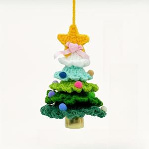 TEMU 1개 수제 크로셰 크리스마스 트리 차량 장식 - 파스텔 핑크, 그린, 블루, 옐로우, 레드, 화이트, 퍼플 골든 스타 포함 - 자동차 내부 장식, 연중용 크로셰 장식 선물, 차량 크리스마스 , 축제 선물 아이템, 부드러운 컬러풀 실, 고품질 공예품, 공예 애호가를 위한