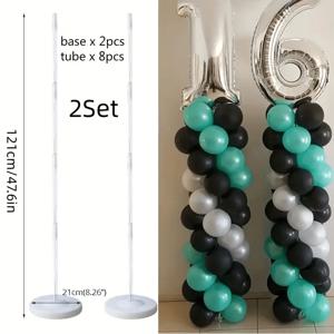 TEMU 2개 세트 120cm 파티 기둥 장식 - 튼튼한 우드, 결혼식, 생일, 파티 배경용 고급 풍선 스탠드 - 실내/야외 이벤트 데코, 쉬운 설치, 풍선, 글리터 볼, 꽃꽂이, 축하 액세서리, 축제 분위기 연출, 웨딩 플래너용 견고한 구조