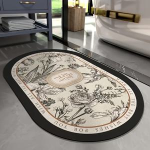 TEMU 1개 우아한 꽃무늬 규조토 흡수성 미끄럼 방지 욕실 매트 - 1000g/m², 0.35mm 두께 - 엄마나 할머니를 위한 완벽한 선물, 욕실, 침실, 주방 및 거실 장식에 적합