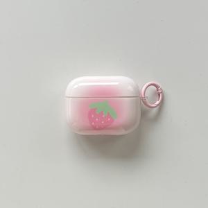 TEMU 스타일리시 카와이 핑크 스트로베리 스머징 컬러 광택 에어팟 1 2 3 4 프로 프로2 보호 케이스 ( 커버 포함)