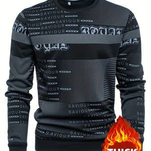 TEMU 남성용 두꺼운 플리스 안감 긴팔 크루넥 스웨트셔츠 - 