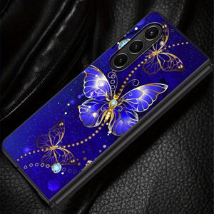 TEMU 삼성 갤럭시 폴드7 폴드6 폴드4 폴드5 폴드3 폴드3용 아름다운 나비 블루 케이스 - 휴대폰 백 커버