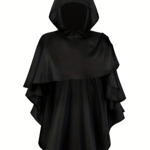 TEMU 할로윈 그림 페이퍼 코스튬 - 중세 스타일의 로브, 수녀 의상, 독특한 불규칙 후드 망토