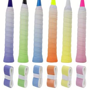 TEMU 6개입 그라데이션 컬러 핸드 그립 테이프, 라이스 고무, 편안한 잡힘, 테니스 라켓·배드민턴 라켓·낚시대 손잡이용 충격 흡수 보호|낚시대