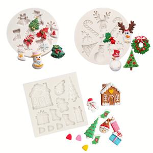 TEMU 3개 크리스마스 테마 실리콘 레진 몰드, DIY 레진 캐스팅 용품 (크리스마스 트리, 눈사람, 집, 스타킹 디자인 포함), DIY 레진 공예, 크리스마스 장식, 보석류, 점토, 드립 글루, 수제 선물 만들기용