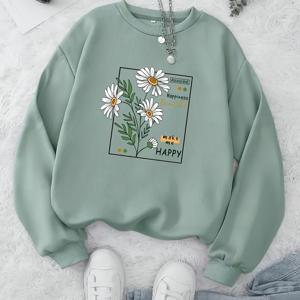 TEMU 여성용 연두색 캐주얼 스웨트셔츠 