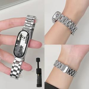 TEMU 스테인리스 스틸 워치밴드, 샤오미 미 밴드 9 스트랩, 미 밴드 8 손목밴드, 샤오미 스마트 밴드 9 8 NFC 메탈 팔찌, 피트니스 트래커 스트랩, 모던한 액세서리, 내구성 있는 금속 밴드, 소재, 스마트워치 사용자 및 피트니스 애호가를 위한 교체용