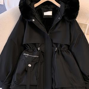 TEMU 여성용 가을/겨울 인조 퍼 칼라 후드 패딩 자켓, 긴 소매 지퍼업 따뜻한 두꺼운 루즈핏 코트 캐주얼 외출 및 파티용, 여성용 가을 재킷,여성용 겨울 재킷 고품질,여성용 겨울 우아한 재킷,여성용 플러스 사이즈 겨울 코트,여성용 두꺼운 겨울 롱 재킷