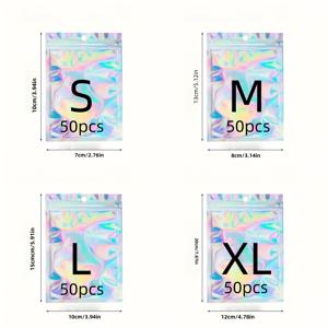 TEMU 200개 지퍼락 자체 밀봉 플랫 백, 알루미늄 포일 봉투 보관용 재사용 가능 밀폐백, 열밀봉 리시얼러블 백, 소규모 비즈니스 포장 및 사탕·보석 등에 적합한 완전 이미지 리시얼러블 백