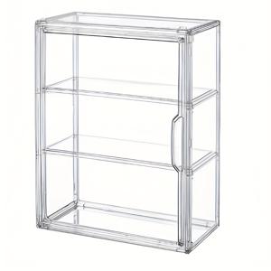 TEMU LDQ 3단 투명 아크릴 디스플레이 케이스 - 수집품, 인형, 미니어처용 벽걸식 방진 쇼케이스 (물컵, 커피 & 화장품 보관) - 다층구조, 세련된 디자인, 견고한 제작, 홈데코, 소매점 전시대. 수집품을 위한 벽면 전시 캐비닛, LDQ 3단 투명 아크릴 디스플레이 케이스