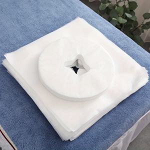 TEMU 100개 일회용 비직물 마사지 침대 시트 - 얼굴 구멍 포함, 부드러운 화이트 페이셜 크래들 커버, 미용실 및 스파용, 위생적 일회용 디자인, 오일 프리 & 쉬운 청소, 스파 액세서리, 살롱 필수품, 내구성 있는 소재, 뷰티 전문가용