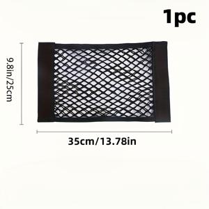 TEMU 더블 레이어 탄성 메쉬 후크 백 - 조절 가능한 스트랩이 있는 차량 트렁크 정리함, 내구성 있는 수납 포켓, 장보기 및 스포츠 용품 보관용, 공간 절약형 자동차 인테리어 액세서리, 투명한 디자인, 고품질 메쉬