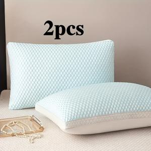 TEMU 2개 아이스 감각 통기성 두부 베개, 통기성 수분 흡수 목 마사지 지원, 깊은 수면 베개, 편안하고 쉽게 잠들 수 있는 폴리에스터 섬유 충전 베개 코어, 세탁기 사용 가능, 쥐, 누워서 자는 사람 및 옆으로 자는 사람에게 적합, 침실, 거실, 홈 , 기숙사, 호텔에 매우 적합 - 휴일 선물의 최고 선택|목베개