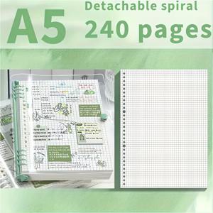 TEMU 240페이지 A5 PVC 투명 루즈리프 노트북, 방수 및 방습 교체 가능 리필 바인더 – 일상 필기, 사무용, 학습용 (그린, 퍼플, 핑크, 블루, 화이트 5가지 색상)