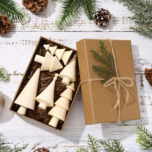 TEMU 6개 빈티지 미니 크리스마스 트리 코티지 장식, 팜하우스 목재 수제 크리스마스 트리 러스틱 미니 크리스마스 트리 세트 크리스마스 테이블 센터피스 장식, 코티지 장식용