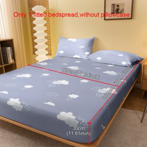 TEMU 1개 모던 침대 시트 - 부드러운 파스텔 블루 & 화이트 프린트, 매트리스 보호 커버, 싱글/더블 베드용 세탁 가능 침구류 - 표준 매트리스에 적합 (베개커버 미포함), 호텔용, 선물용, 내구성 있는 디자인, 맞춤형 매트리스 커버, 홈 데코레이터|매트리스커버