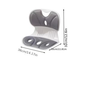 TEMU 인체공학적 요추 지지 베개 - 공부 및 TV용 피로 방지 등받이 쿠션, 세탁 가능한 나일론 커버가 있는 통기성, 다목적 비전기 좌석 패드, 블랙/그레이, 자세 지원과 편안함을 위한 인체공학적 디자인, 등받이 베개, 자세 지원 베개, 현대적인 쿠션 디자인, 내구성 있는 플라스틱 소재