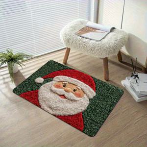 TEMU 1개 미끄럼 방지 욕실 매트 - 부드러운 폴리에스터 기계 세탁 가능 플러시 장식, 주방 및 현관용 - 미끄럼 방지 바닥이 있는 축제 선물 아이디어, 귀여운 도어매트, 크리스마스에 가장 적합