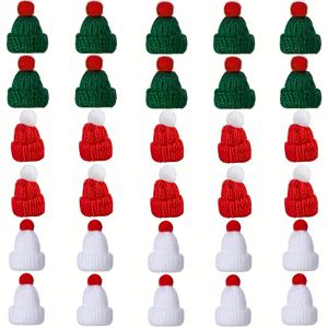TEMU 30개 미니 니트 크리스마스 모자 - 축제 나무 장식, 공예품, 폴리에스터, 손세탁만 가능, 홈 데코, 크리스마스 장식, 크리스마스 트리 장식, 크리스마스 트리 비즈, 크리스마스 비즈, 크리스마스 모자, 파티 모자 생일, 산타 모자, 생일 파티 장식, 파티 모자, 생일 파티 모자, 여성용 크리스마스 모자, 생일 모자