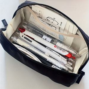 TEMU 인스타 스타일 단색 펜 파우치, 블랙 & 블루 멀티 레이어 문구류 학생용, 학용품 정리함, 사무용품 정리함, 책상 정리함, 펜슬 케이스, 연필 케이스, 필통 특이한, 필통 파우치