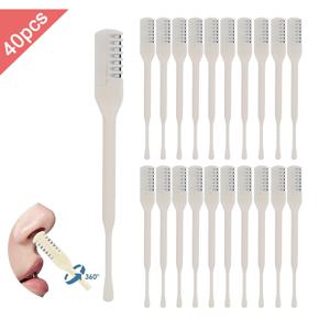 TEMU 남녀공용 40개 세트 부드러운 무통증 코털 트리머 - 휴대용 수동 360° 회전 듀얼헤드, 정밀 트리밍 기능의 가벼운 베이지색 얼굴 제모 도구