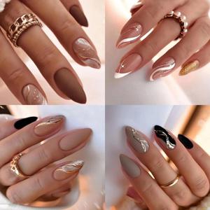 TEMU 96개 아몬드형 인조 네일 세트 - 매트 3종 & 글로시 1종 - 여성을 위한 스타일 업그레이드 - 데일리, 직장, 데이트, 여행, 파티, 네일 살롱 & 홈 DIY 매니큐어, 쉬운 적용,내구성 있는 프레소,프레슨 매니큐어,뷰티 러버스