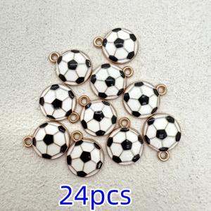 TEMU 24개 축구공 합금 참 - 블랙 & 화이트 축구 디자인, DIY 주얼리 만들기용 내구성 있는 금속 비즈, 열쇠고리, 팔찌, 목걸이 - 스포츠 팬을 위한 완벽한 선물, DIY 주얼리 만들기|스포티 참|내구성 있는 금속 비즈, 축구 액세서리