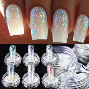 TEMU 6박스/세트: 인어 오로라 네일폴리시, 반짝이 DIY 드림컬러풀 오로라클라우드 브로케이드 글리터, 달빛화이트 초슬림대형 장식용 미니멀한 네일아트, salon급 네일데코레이션, 순금재질의 내구성 있는 네일아트, 창의적인 크래프팅과 네일아티스트를 위한