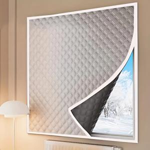 TEMU 방풍 보온 커튼 - 드릴 없는 접착식 설치, 클래식 스타일, 다양한 사이즈 제공, 내구성 폴리에스터 소재, 가정 및 사무실용, 에너지 효율 높음 창문 단열, 쉬운 설치, 클래식 커튼 디자인, 방수 및 차광 기능, 창문 선블록커, 커튼 커버