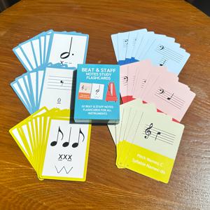 TEMU 다기능 음악 리듬 카드, 다섯 줄 스태프 노트 카드, 리듬과 베이스 클레프 노트를 위한 양면 사용 가능, 다양한 일반 리듬 포함, 간단한 표기 및 리듬 화살표, 연습에 편리, 모든 악기에 적합, 초보자와 음악 교육에 이상적, 음악 교사 용품, 음악 이론학