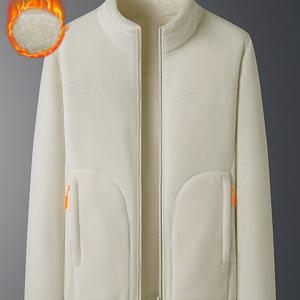 TEMU 여성용 스타일리시 양면 플리스 재킷 - 포켓이 있는 편안한 두꺼운 지퍼업, 베이지색, 캐주얼 가을/겨울 아우터웨어, 편안하고 따뜻한, 캐주얼 겨울복 | 지퍼업 재킷 | 지퍼업 재킷, 여성용 코트, 체육관 의류, 스포츠 의류, 후드티, 요가 의류, 체육관 착용, 여성용 체육관 의류|요가