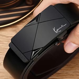 TEMU 남성용 자동 버클 벨트 - PU 가죽 드레스 벨트, 블랙/화이트/골든톤 버클, 셀프 잠금 무버클 핸즈 (사이즈 조절 가능), 비즈니스 캐주얼 & 정장, 사무실, 결혼식용 - 남성에게 이상적인 선물 (표준/다양한 사이즈 제공), 여성용 우아하고 고급스러운 벨트, 그를 위한 기념일 선물, 패션 벨트, 남성용 자동 버클 벨트