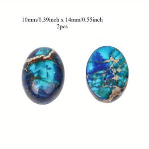 TEMU 2개 천연석 블루 씨 세데이스 자스퍼 비즈 - 기하학 패턴이 있는 오벌 지미안 스페이서 비즈, DIY 주얼리 만들기용 팔찌, 귀걸이 및 액세서리, 여성에게 완벽한 선물, DIY 주얼리 만들기|기하학 패턴 비즈|천연석 비즈, 배터리 없음, 주얼리 만들기 용품, 참/팔찌용, 팔찌 비즈, 펜던트 만들기용, 핀