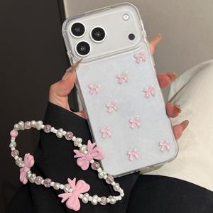 TEMU 귀여운 리본 디자인 폰 케이스, 아이폰 17 에어 16 15 14 11 프로 맥스 7 8 플러스 X XR XS 맥스용 리본 끈 커버 포함, 선물용 및 엄마를 위한 선물