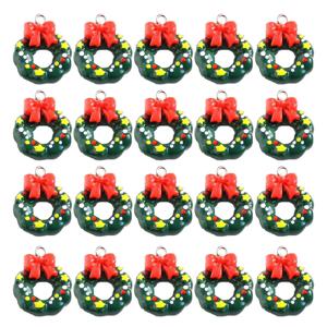 TEMU 20팩 크리스마스 리스 참 - 녹색 & 빨간색 레진 펜던트, 골든 캡, 미니 리본 & 인조 홀리 베리 장식 DIY 주얼리, 키체인, 장식품, 가방 참용 - 휴일 공예용 사전 구슬 걸이 (접착제 필요 없음), 크리스마스 매력, 매달린 참, 독특한 매력