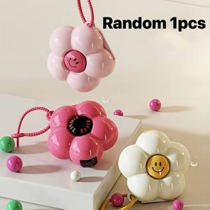 TEMU 휴대용 도파민 스타일 보관함 - 미소 짓는 꽃 뚜껑 & 손잡이, 빈티지 멀티펑셔널 여행 정리함 (베이지 & 화이트 플로럴 디자인), 내구성 있는 플라스틱 컴팩트 케이스, 둥근 모서리 & 매끄러운 뚜껑, 약품, 보석, 액세서리, 소품 정리 - 홈, 오피스, 여행에 이상적인 귀여운 장식용 정리함 (도파민 에스테틱) - 튼튼한 제품