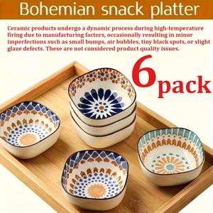 TEMU 세라믹 스파이스 접시 6pcs, BBQ 소스 접시, 샐러드 볼, 간식 접시, 과일 플래터, 홈 레스토랑, 파티 모임용, 양념 접시, 스파이스 플레이트, 홈 다이닝,레스토랑 식기,장식용 그릇,우아한 장인 정신,고품질 세라믹,다용도 그릇,다용도 접시,엔터테인먼트 필수품