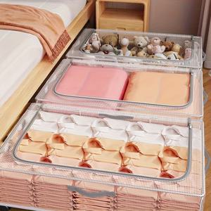 TEMU 휠이 달린 헤비듀티 보관함 - 대형 투명 정리함, 튼튼한 패브릭 구조, 차고, 옷장, 기숙사, 침대 밑 공간 절약 디자인 - 옷, 신발, 책, 장난감에 이상적, 이동하기 쉬운 투명도 및 견고한 손잡이 기능, 현대적인 디자인의 집안 정리용, 강화된 구조, 침대 밑 수납 바구니