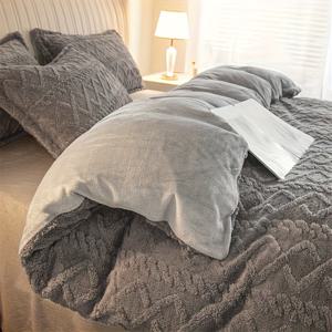 TEMU 1개 따뜻한 럭셔리 울트라 소프트 태피타 벨벳 두꺼운 이불 커버, 통기성 좋고 포근한 플리스 침구 세트 (베개 삽입물 또는 케이스 없음), 다양한 사이즈와 색상, 가을/겨울용 현대적인 기하학 패턴, 세탁기 사용 가능|베개커버