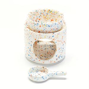 TEMU 1개 세라믹 에센셜 오일 버너 티라이트 – 뚜껑이 있는 세라믹 향로 홀더, 홈 프래그런스, 침실, 휴식, 스파 & 명상, 크리스마스, 할로윈 & 부활절 홈 데코 | 왁스 멜트 버너가 포함된 분리형 아로마 버너, 수제 도자기