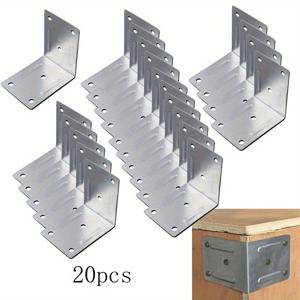 TEMU 20개 헤비듀티 스테인리스 스틸 L형 코너 브래킷 - 사전 구멍 뚫린 조절 가능한 각도 금속 조인트 플레이트, 나무 선반, 캐비닛, 가구, 테이블, 문용 / 실외 사용 (나사 미포함)